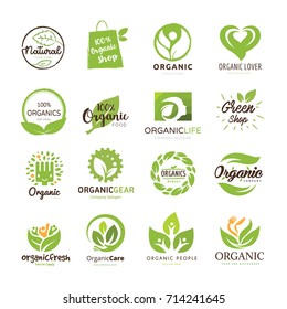 Organic food and people logo set