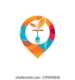 Organic Food point logo design template. 