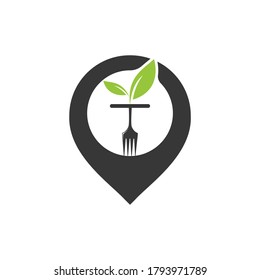 Organic Food point logo design template. 