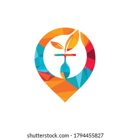 Organic Food point logo design template. 