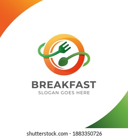 Organic Food Restaurant Logo, Breakfast, Healthy Food Symbol Icon