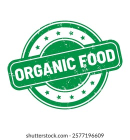 Organic food round stamp icon grunge distressed style