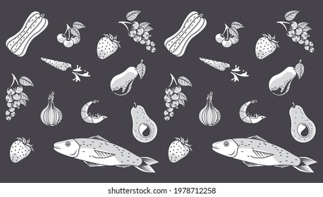 organic food set icons pattern