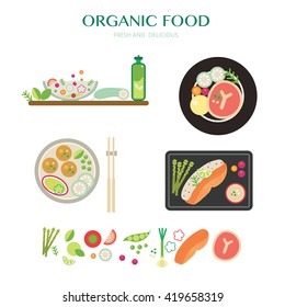 Organic food set of meal , Organic food design template