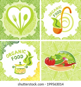 Organic food set vector illustration