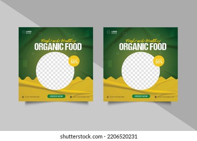 Organic food social media banner template	
