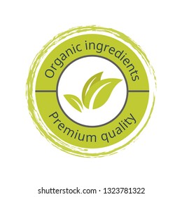 Organic food sticker. Premium quality. Badge vector template isolated on white background.