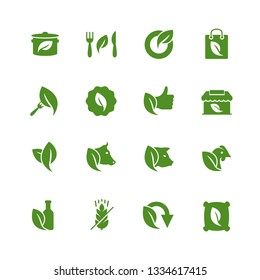 Organic Food and Store Related Icon Set in Glyph Style
