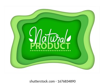 Organic food and supplies vector, isolated set of green logotypes, foliage vegetal elements, apple and plants with leaves natural meal and ingredients