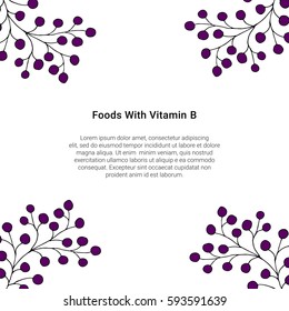 Organic food template. Vector background with berries. Foods with Vitamin concept.