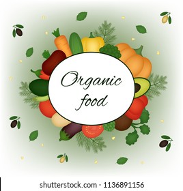 Organic food. Vector card.