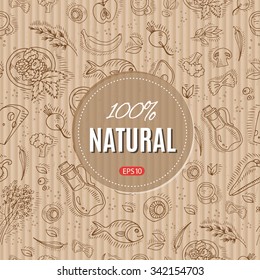 Organic food vector Hand drawing style illustration. Template for web, print industry, brand advertising. Organic farm illustration.