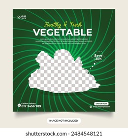 Organic food and vegetable sale template design. Special vegetable sale social media post. Fresh vegetable advertisement web banner design. Healthy Vegetable food social media post design template 