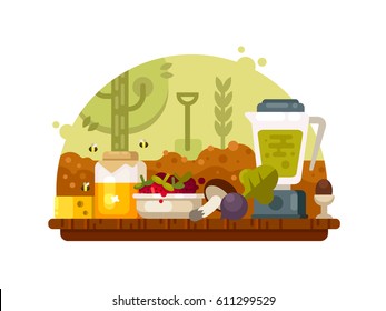 Organic food vegetables fruits