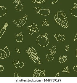 Organic Food And Vegetables Seamless Pattern Vector