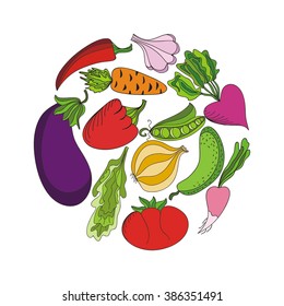 Organic food vegetables vector illustration