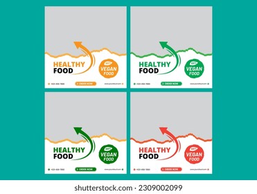 Organic food vegetarian food banner for instagram social media post template	