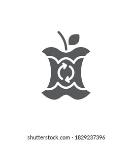 Organic food waste recycling vector icon symbol isolated on white background