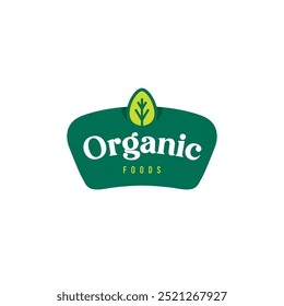 Organic Foods Label Logo Design (Design do logotipo do rótulo de alimentos orgânicos). Vetor orgânico