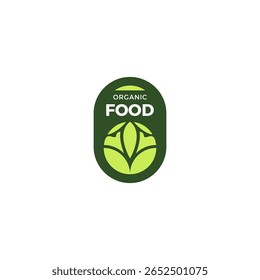 Organic Foods Label Logo Design. Organic Nature Leaf Vector 