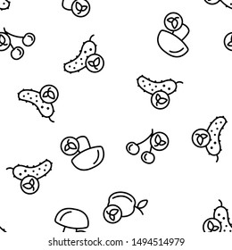 Organic Foods Vector Seamless Pattern Farming Produce Contour Illustrations