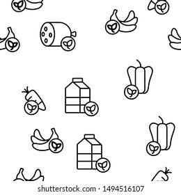 Organic Foods Vector Seamless Pattern Farming Produce Contour Illustrations