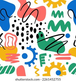 ORGANIC FORMS Abstract Shapes Hand Drawn Seamless Pattern In Flat Style Modern African Vector Creative Contemporary Aesthetic Folk Doodle Print Matisse Design