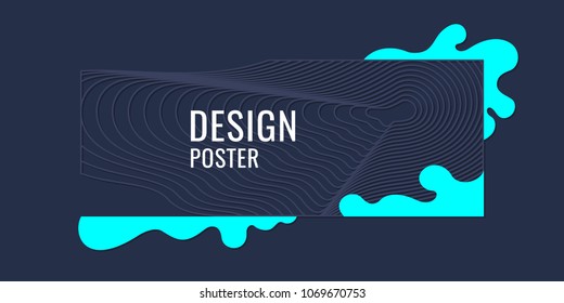 Organic forms with dynamic waves and lines on a dark background. Vector illustration.