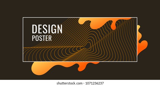 Organic forms with dynamic waves and lines on a dark background. Vector illustration.