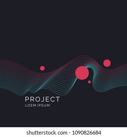 Organic forms with dynamic waves and lines on a dark background. Vector illustration.