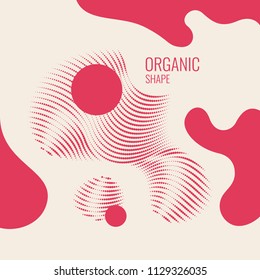 Organic forms with dynamic waves and lines on light background. Vector illustration.