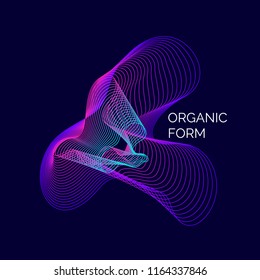 Organic forms with dynamic waves and lines on a dark background. Vector illustration.