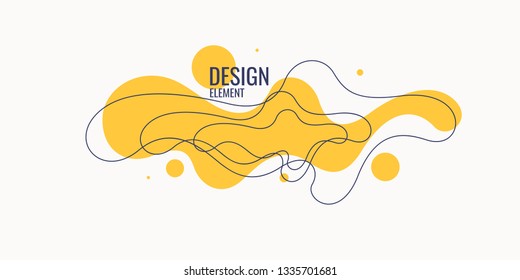 Organic forms with dynamic waves and lines on light background. Vector illustration.