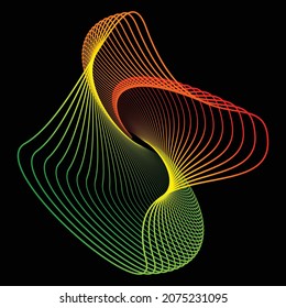 Organic forms with dynamic waves and lines on a dark background. Vector illustration , 