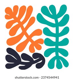 Organic freeform shapes, floral pattern motive in bauhaus style