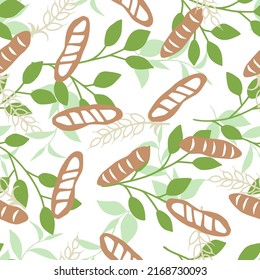 Organic Fresh Baguette Bread Vector Graphic Seamless Pattern can be use for background and apparel design