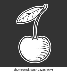 Organic fresh cherry. Vector concept in doodle and sketch style. Hand drawn illustration for printing on T-shirts, postcards.