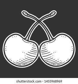 Organic fresh cherry. Vector concept in doodle and sketch style. Hand drawn illustration for printing on T-shirts, postcards.