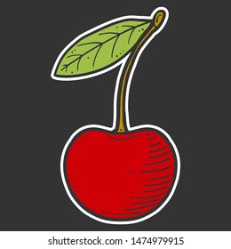 Organic fresh cherry. Vector concept in doodle and sketch style. Hand drawn illustration for printing on T-shirts, postcards.