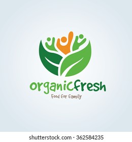 Organic Fresh Food And Family Logo Template