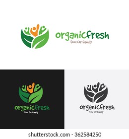 Organic Fresh Food And Family Logo Template