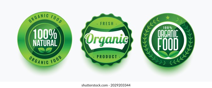 organic fresh food green labels set
