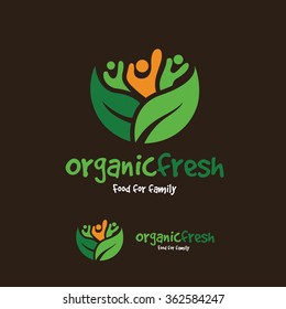Organic Fresh Food and People Logo Template