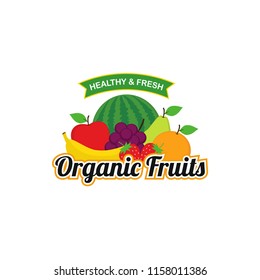 Organic Fresh Fruits Logo Design Vector