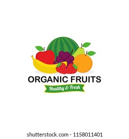Organic Fresh Fruits Logo Design Vector