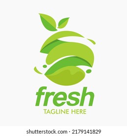 Organic fresh fruits logo vector design. Premium apple logo vector.