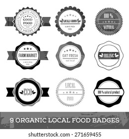 Organic Fresh Local Food Hipster Simple Circle Badge Flat Design