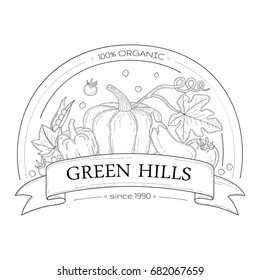 Organic fresh logotype template with vegetables.
