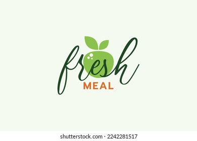 organic fresh meal logo with a combination of fresh fruit and hand lettering style