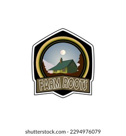 Producto Fresco Orgánico. Logo del vector.Ilustración de la placa de la granja. Etiqueta del producto orgánico. Emblema del mercado.vector